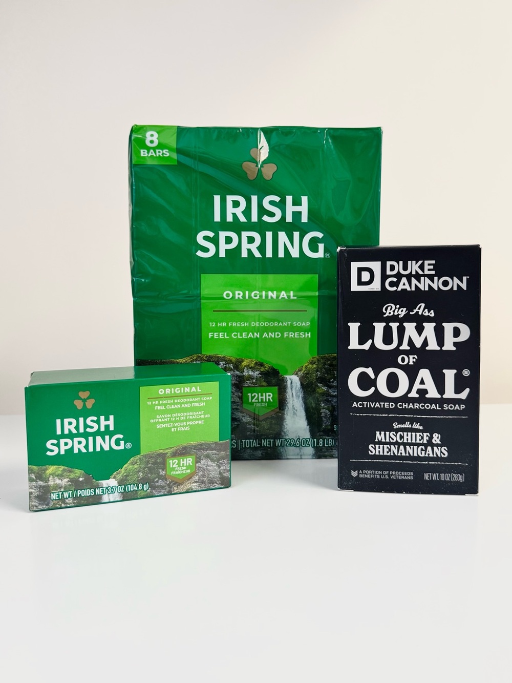 Duke Cannon Lump of Coal Soap and Irish Spring Original Bar Soap Lot NWT